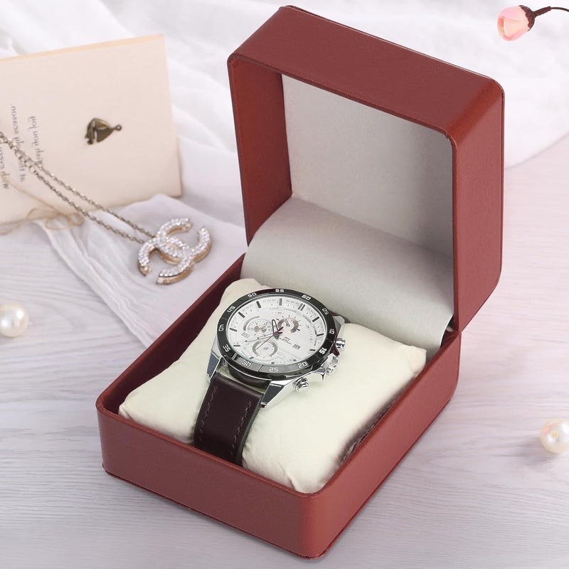 BAOPEND Single Watch Case, Travel Watch Gift Box with Removable Pillow, Luxury PU Leather Wristwatch Display Organizer Holder Boxes for Mem and Women (Brown) - Image 5